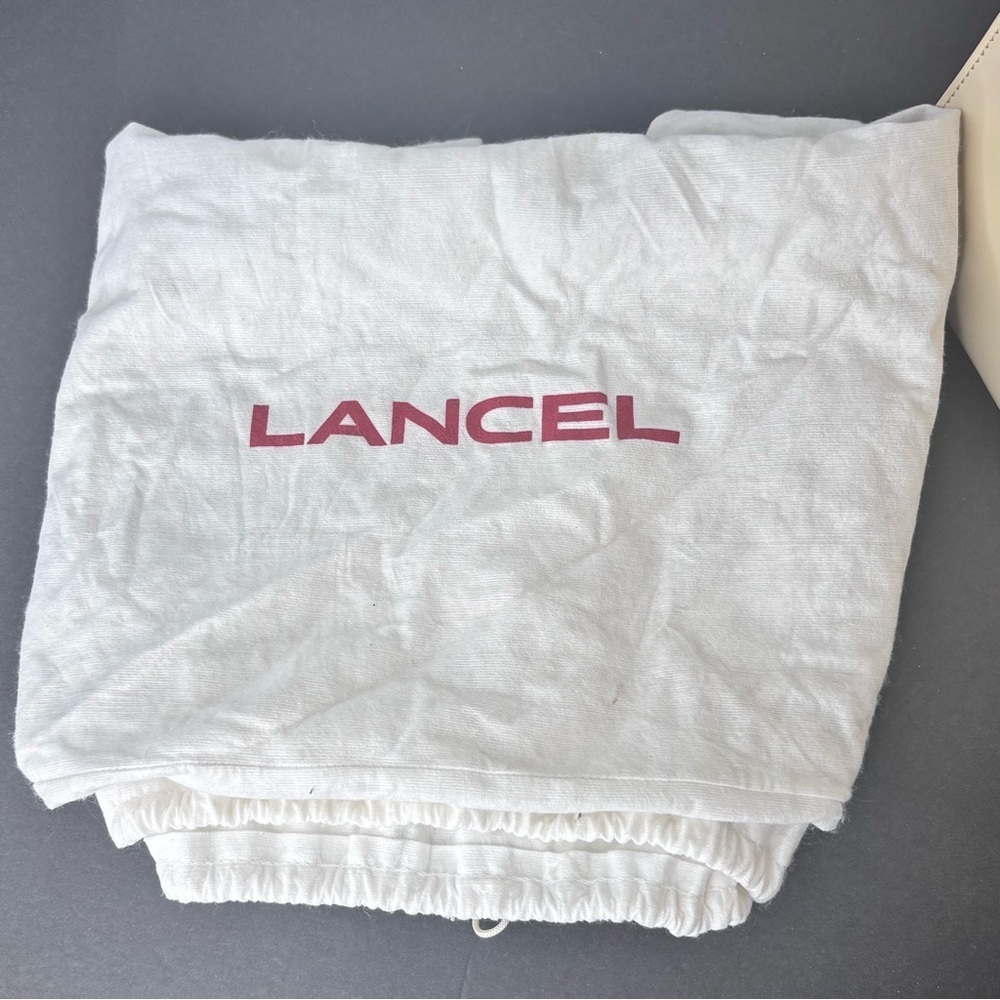 Lancel Paris Leather Ivory Handbag Satchel Shoulder Bag w/ Dust Bag - Picture 15 of 16